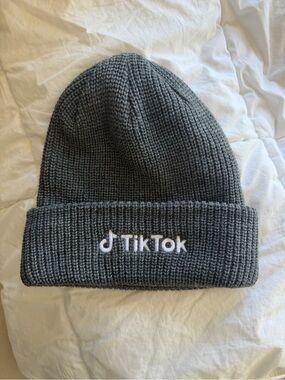 Port Authority Charcoal Knit Beanie with White TikTok Embroidery